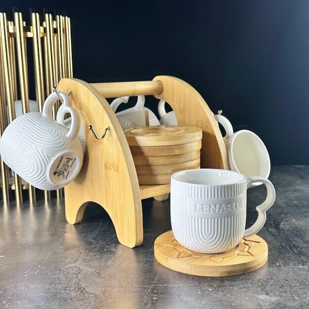 140-057 Кофейный набор 12пр. 180 мл BAMBOO на подставке в под.уп.(х8)Фарфор